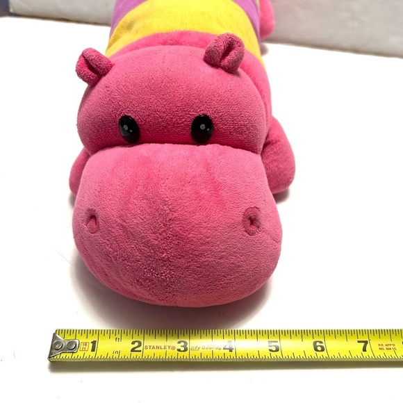Stuffed Plush Toy Pillow Doll Hippo 16" Kids Girls Boys Animal Rainbow Multicolo - Picture 6 of 8